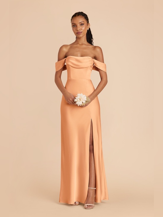 Birdy Grey Dresses & Skirts - Mia Matte Satin Dress - Peach Matte Satin
